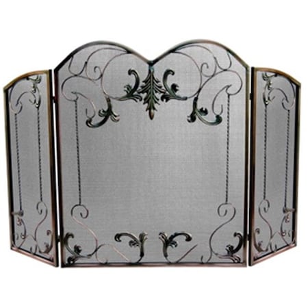 Uniflame Uniflame S-1645 3 FOLD VENETIAN BRONZE SCREEN WITH LEAF SCROLLS S-1645